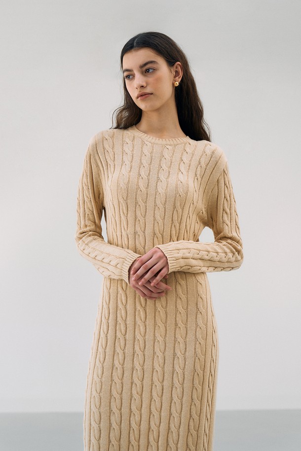 RENEJ - 긴소매 원피스 - Long Slim Knit Dress