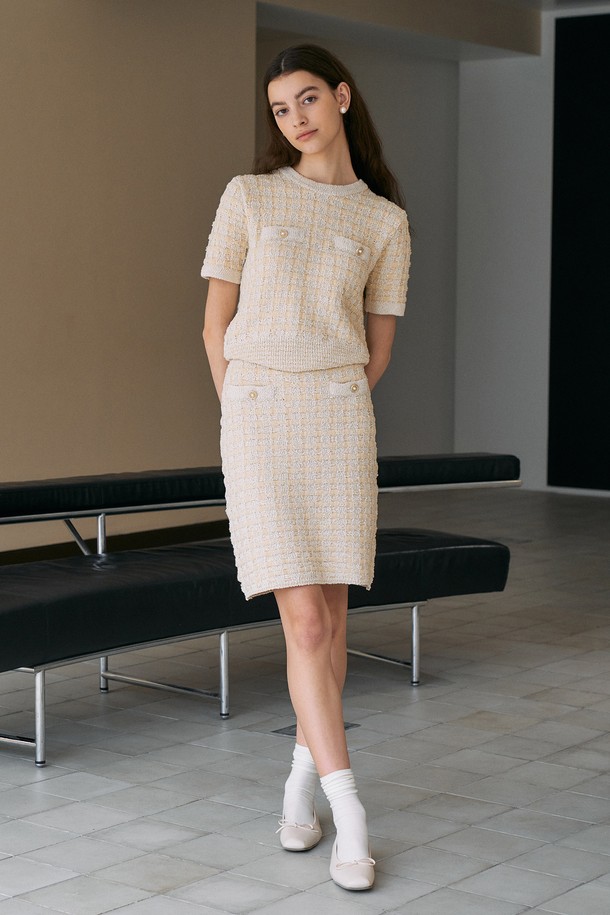 RENEJ - 미디스커트 - Tweed pocket Midi Skirt