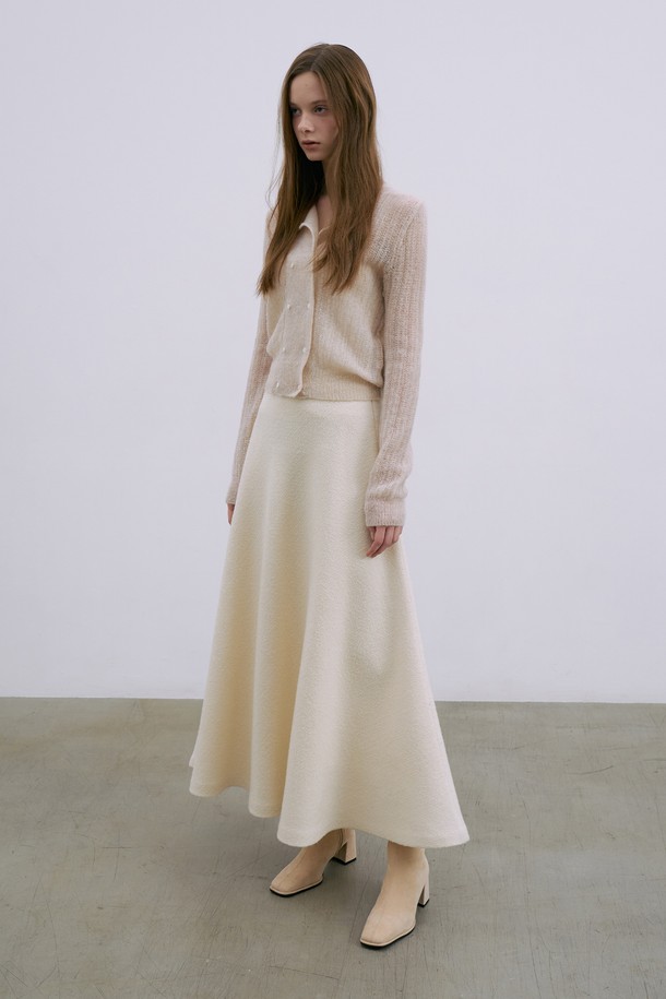 RENEJ - 롱스커트 - Tweed Pleated Long Skirt