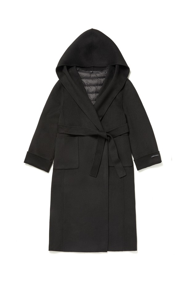 RENEJ - 코트 - [HANDMADE]Wool Hood Belted Coat