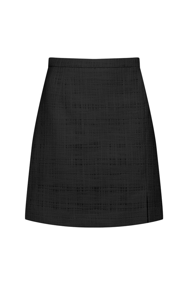 RENEJ - 미니스커트 - Tweed Unbalance Slit Skirt