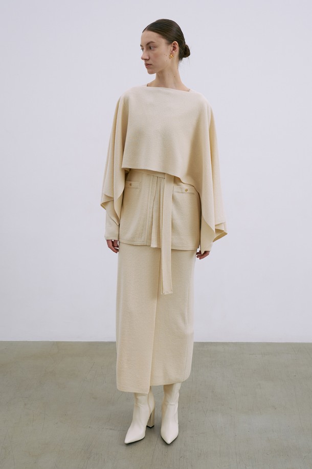 RENEJ - 롱스커트 - Wool Knit Wrap Skirt