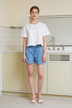 Pintuck Denim Short Pants