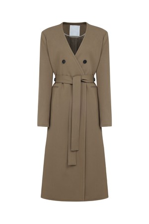 Non-Collar Belted Coat