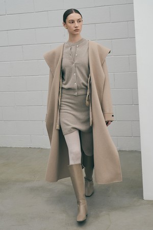 [HANDMADE]Wool Hood Belted Coat