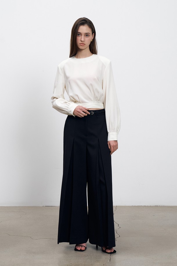 RENEJ - 롱/미디팬츠 - Pleated Wide Trousers