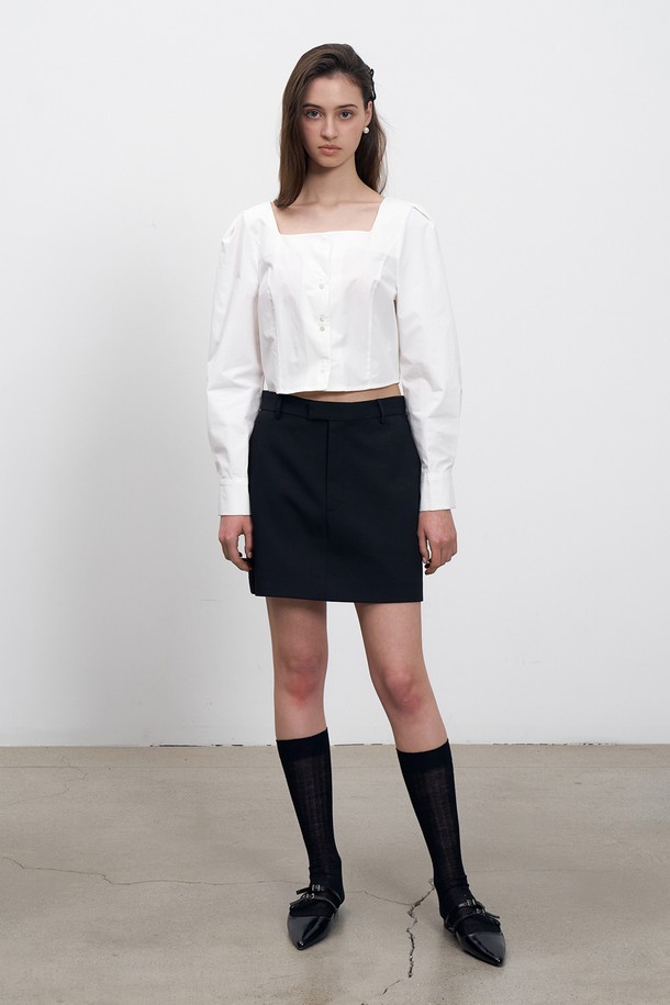 RENEJ - 미니스커트 - Hidden Button Mini Skirt