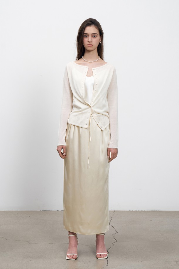 RENEJ - 롱스커트 - String Satin Long Skirt