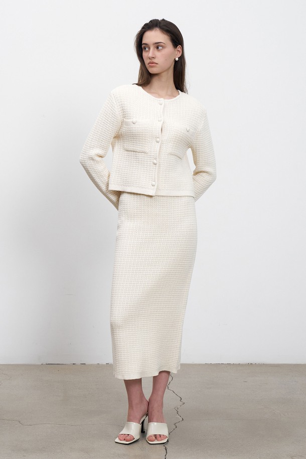 RENEJ - 롱스커트 - Cotton Slit Knit Skirt