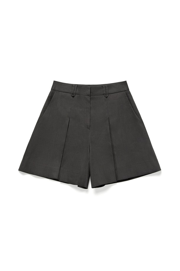 RENEJ - 롱/미디팬츠 - Pleated Wide Half Pants