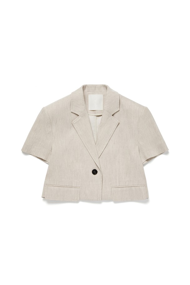 RENEJ - 자켓 - Collar Linen Half Jacket