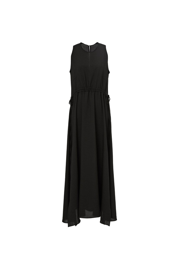 RENEJ - 민소매 원피스 - Belted Shirring Long Dress