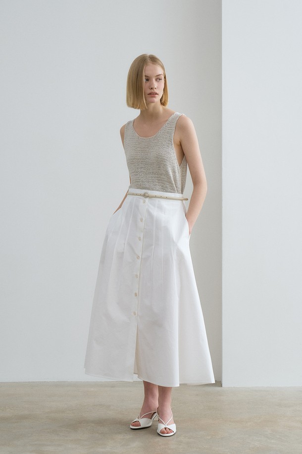 RENEJ - 롱스커트 - A Line Button Skirt