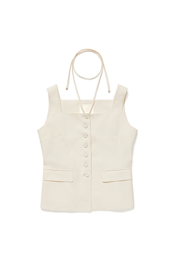 RENEJ - 베스트 - Classic Linen Sleeveless Vest