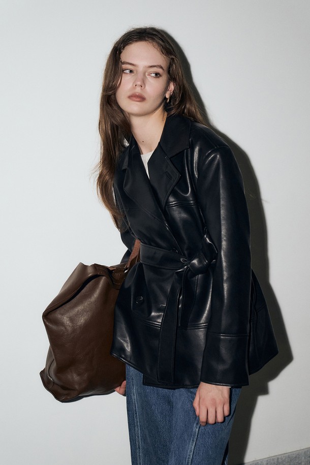 RENEJ - 자켓 - Leather Crop Jacket