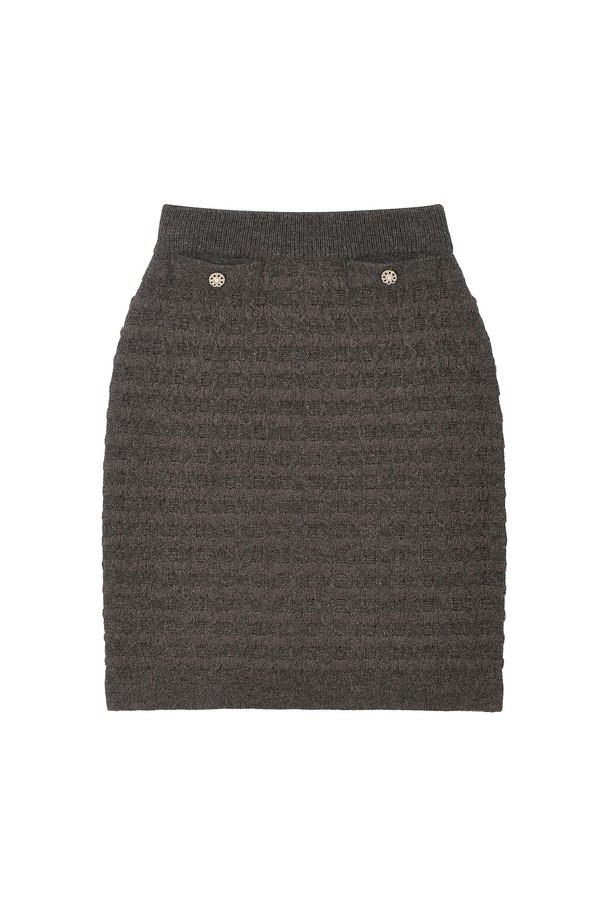 RENEJ - 미니스커트 - Tweed Midi Knit Skirt