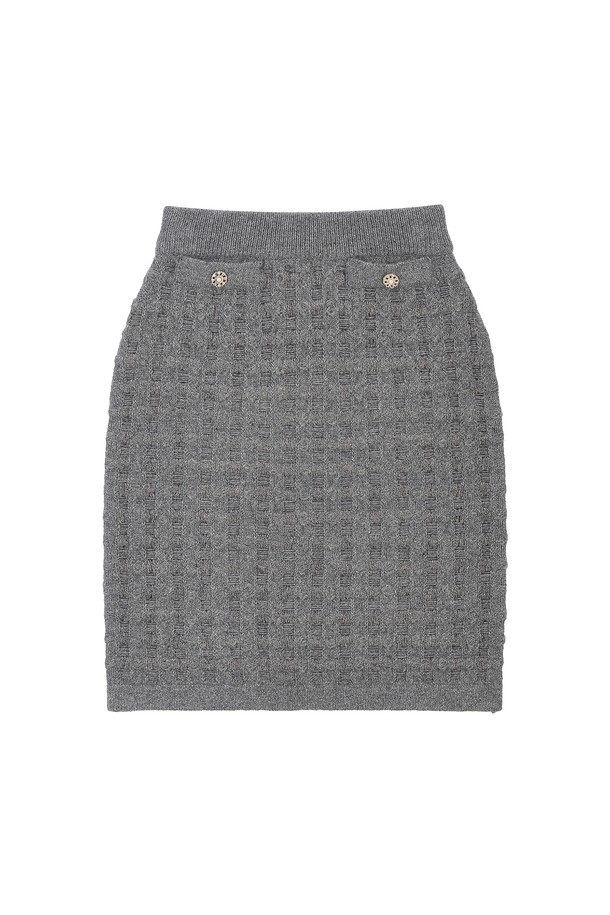 RENEJ - 미니스커트 - Tweed Midi Knit Skirt