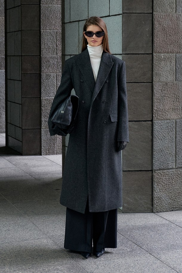 RENEJ - 가디건 - Twill Double Long Coat