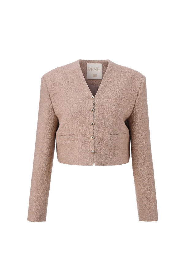 RENEJ - 가디건 - BOBO Tweed Crop Jaket