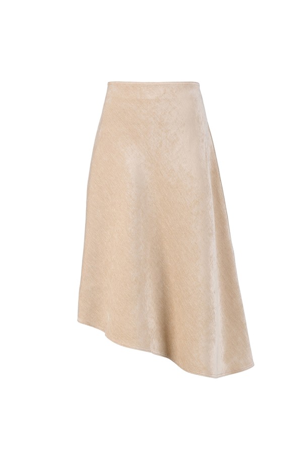 RENEJ - 롱스커트 - Velvet Diagonal Flared Skirt