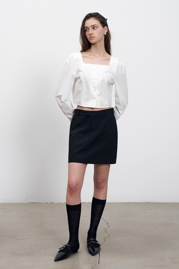 RENEJ - 미니스커트 - Hidden Button Mini Skirt