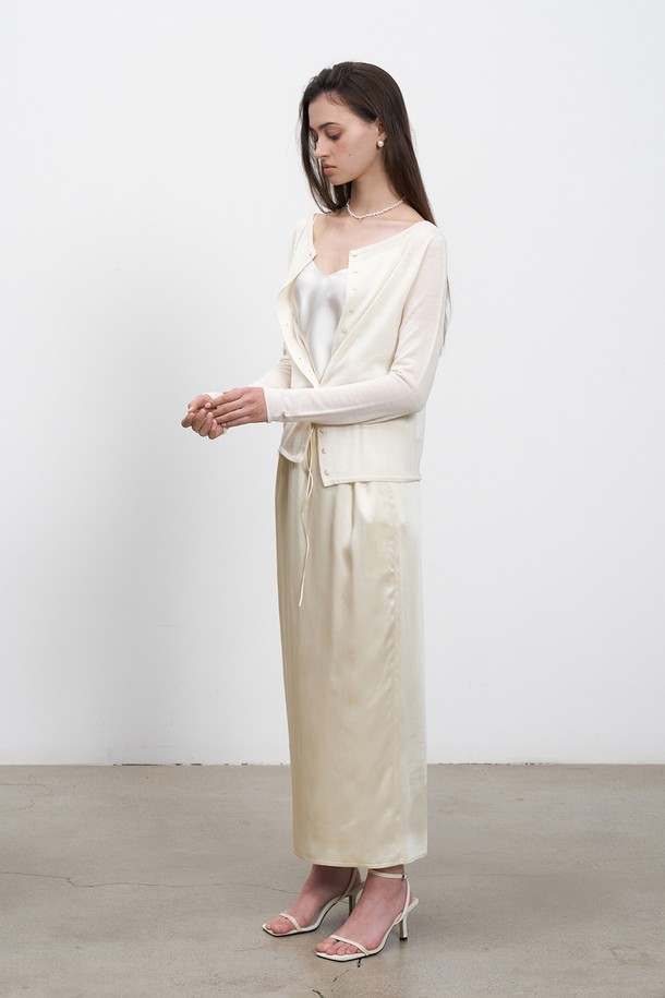 RENEJ - 롱스커트 - String Satin Long Skirt