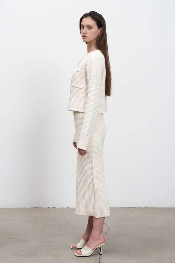 RENEJ - 롱스커트 - Cotton Slit Knit Skirt