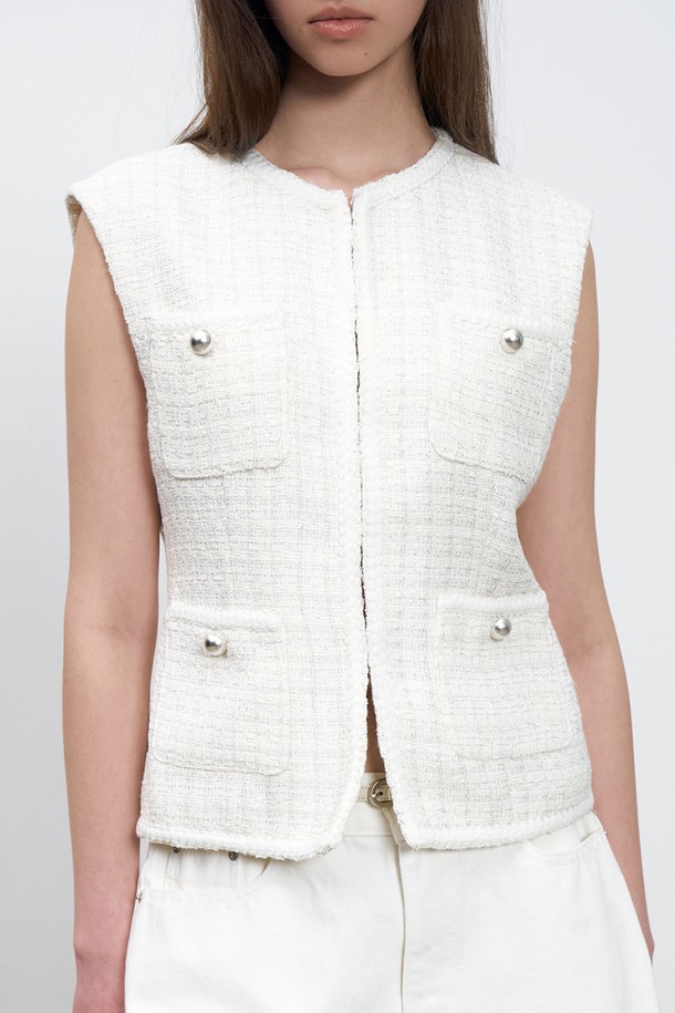 RENEJ - 베스트 - Trimming Tweed Vest