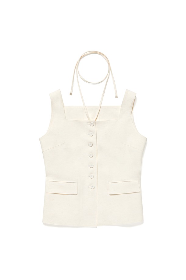 RENEJ - 베스트 - Classic Linen Sleeveless Vest