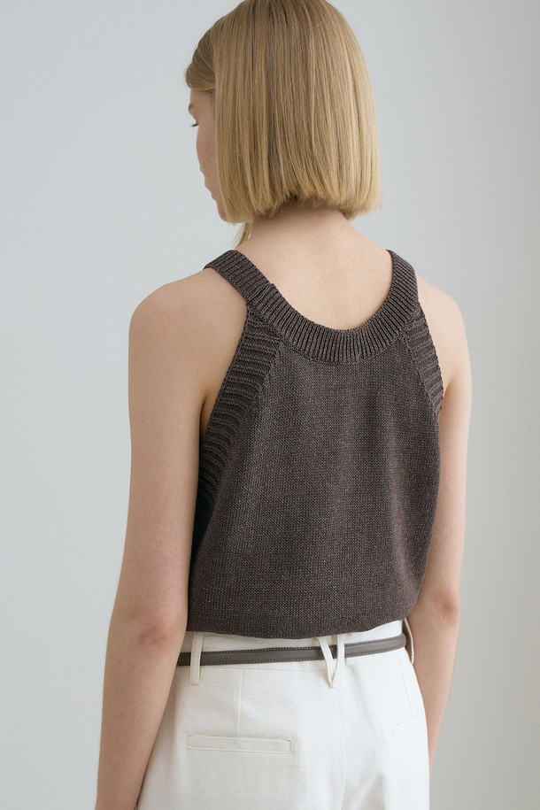 RENEJ - 민소매티셔츠 - Cotton Hole Sleeveless Knit