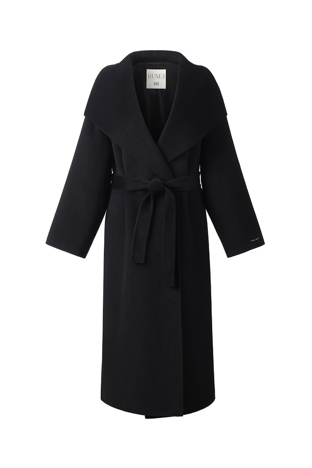 RENEJ - 코트 - [HANDMADE] Shawl Collar Cashmere Belted Coat