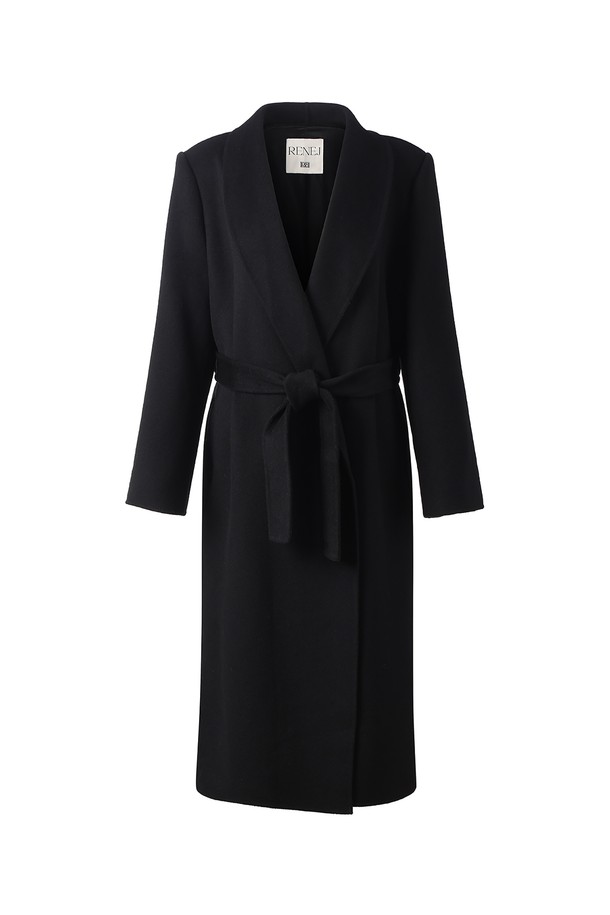 RENEJ - 코트 - [HANDMADE] Cashmere Shawl Collar Belted Coat