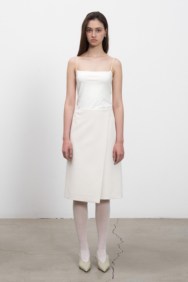 RENEJ - 미디스커트 - Unbalanced Slit Wrap Skirt