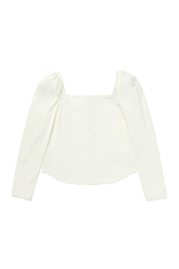 RENEJ - 블라우스 - Puff Sleeve Square Blouse