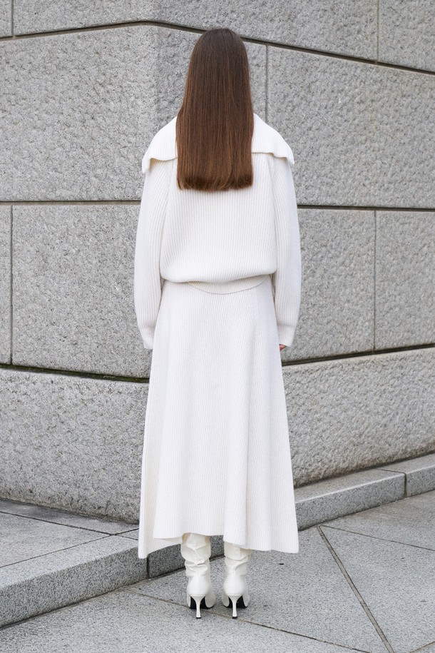 RENEJ - 미디스커트 - Air Wool Pleated Long Skirt