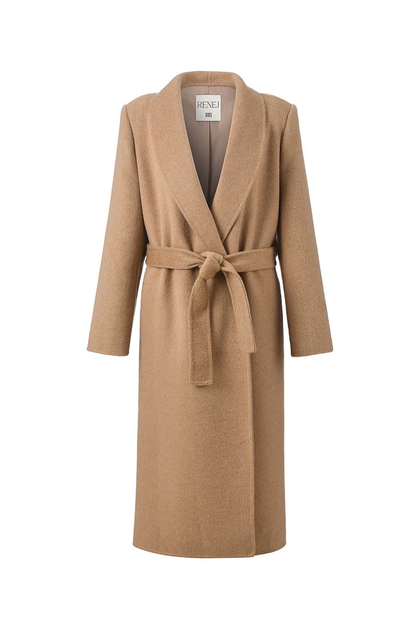 RENEJ - 코트 - [HANDMADE] Cashmere Shawl Collar Belted Coat