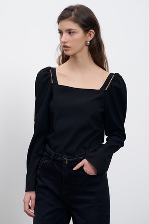 Puff Sleeve Square Blouse