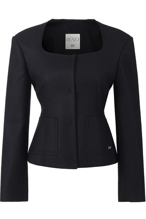 Euro square-neck ribbon Jacket-BLACK