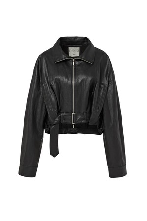 Leather Zip Up Bomber Jacket