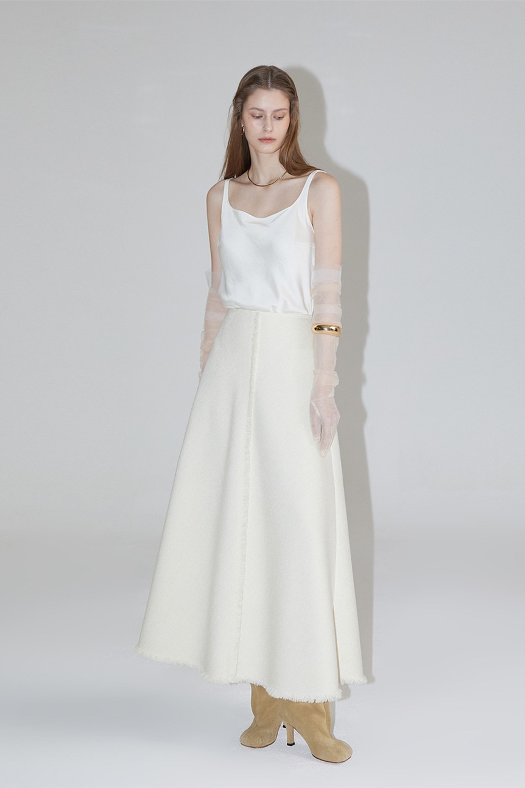 RENEJ - 롱스커트 - Send Tweed Long Skirt