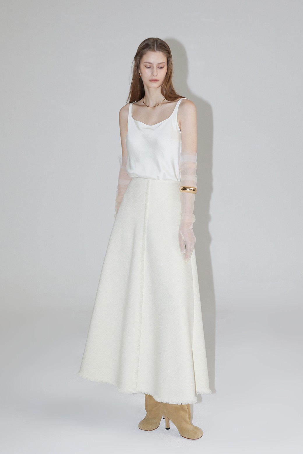 RENEJ - 롱스커트 - Send Tweed Long Skirt