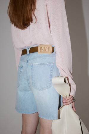 Washing Denim Short Pants-IVORY