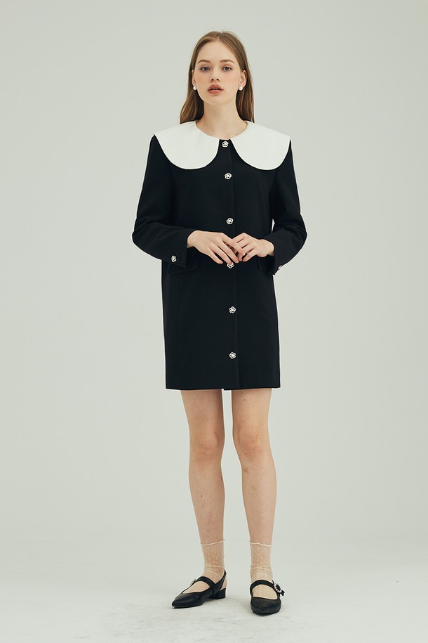 OPENING SUNSHINE - 자켓 - SAILOR COLLAR MINI JACKET DRESS_BLACK