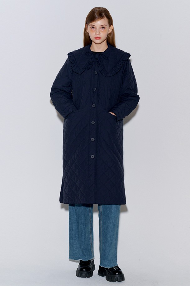 OPENING SUNSHINE - 코트 - SAILOR COLLAR QUILTED COAT NAVY