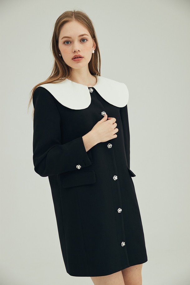 OPENING SUNSHINE - 자켓 - SAILOR COLLAR MINI JACKET DRESS_BLACK