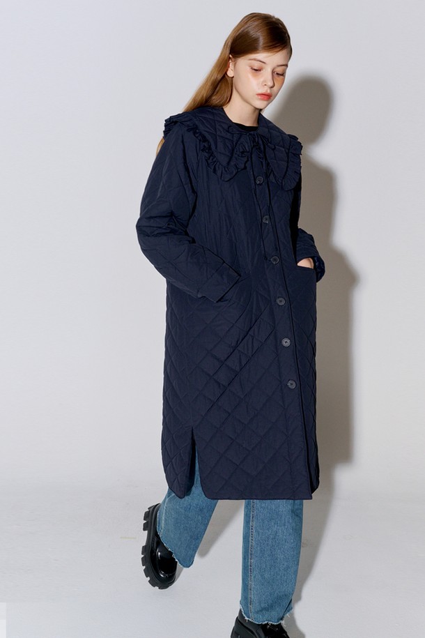 OPENING SUNSHINE - 코트 - SAILOR COLLAR QUILTED COAT NAVY