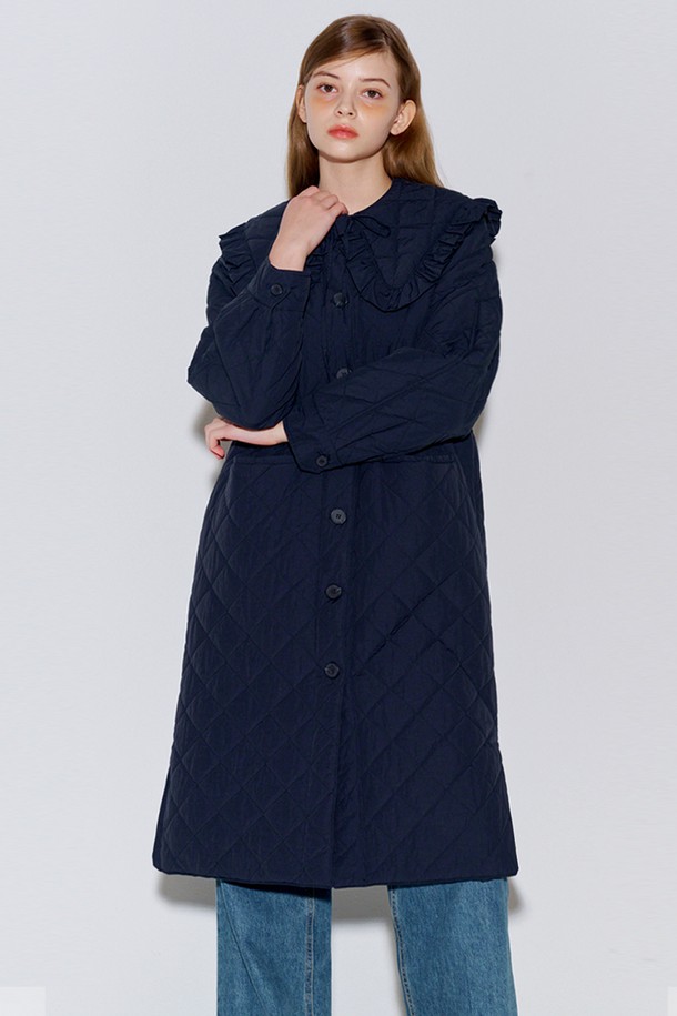 OPENING SUNSHINE - 코트 - SAILOR COLLAR QUILTED COAT NAVY