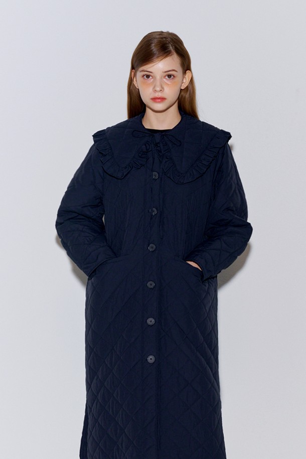 OPENING SUNSHINE - 코트 - SAILOR COLLAR QUILTED COAT NAVY