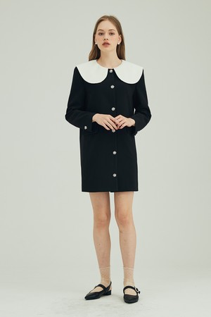 SAILOR COLLAR MINI JACKET DRESS_BLACK