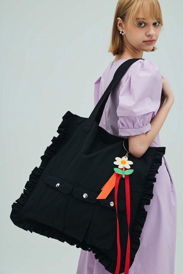 OPENING SUNSHINE - 에코/캔버스백 - Utility Square Shirring Bag_Black